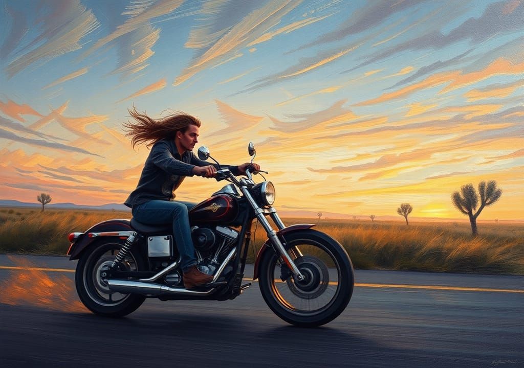 Speeding Outlaw in Windy Twilight