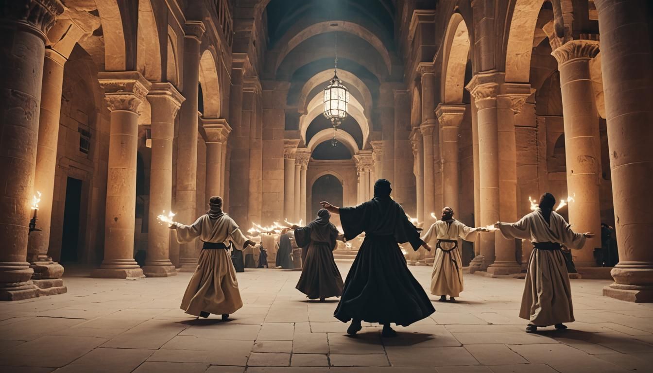 Dramatic Dervishes Whirlwind in Petra Cathedral