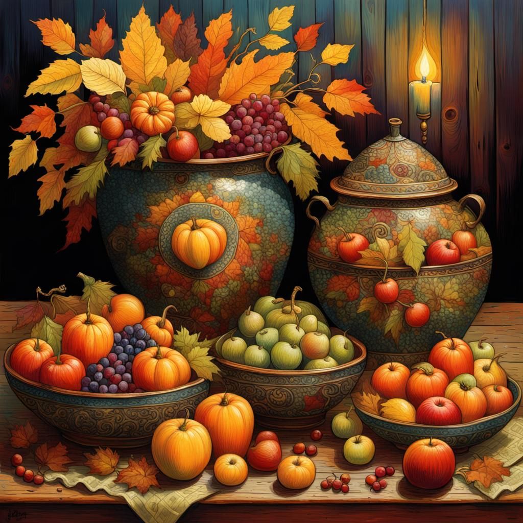 Autumnal Fruit and Vegetable Still Life