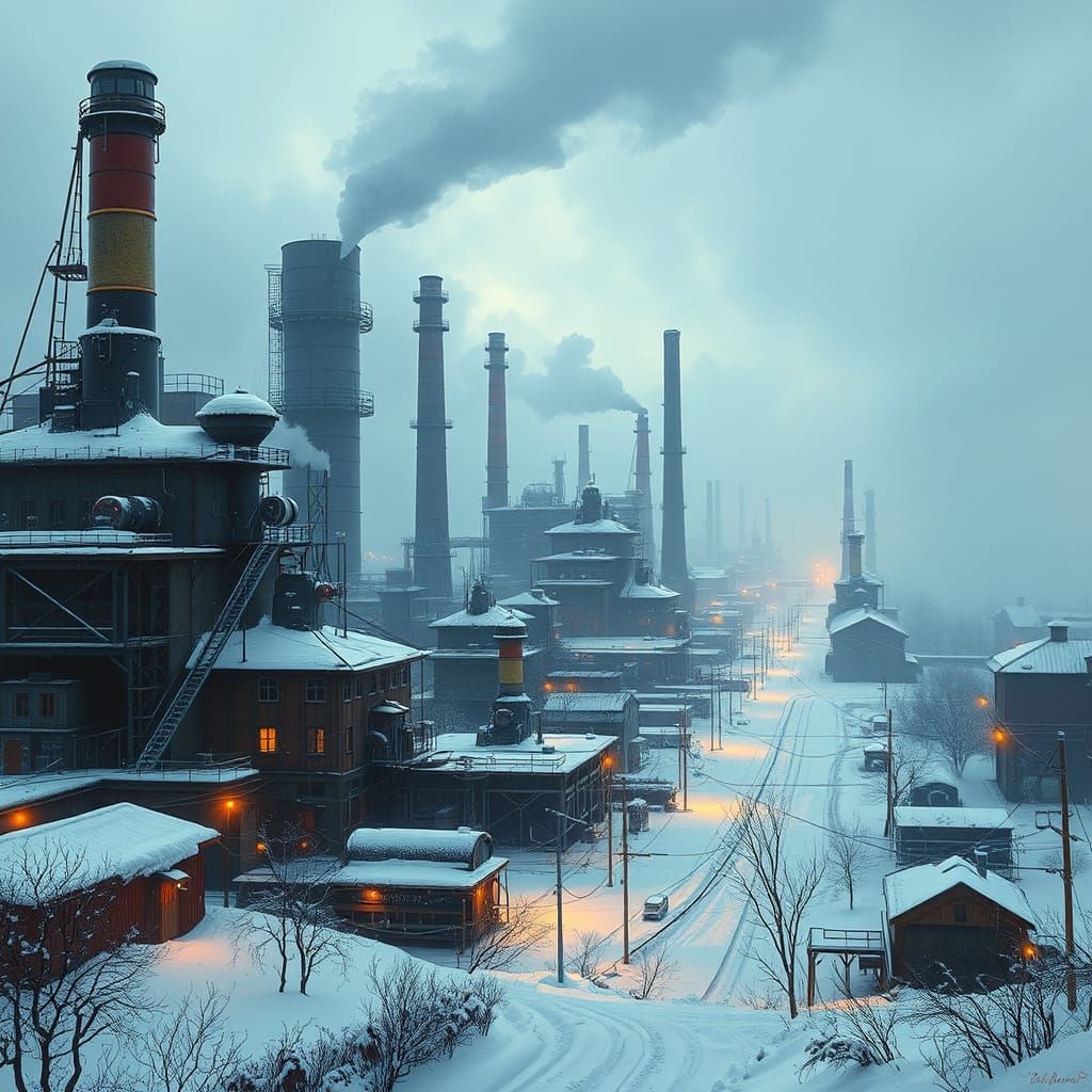 Industrial Siberian Landscape in Gritty Realism