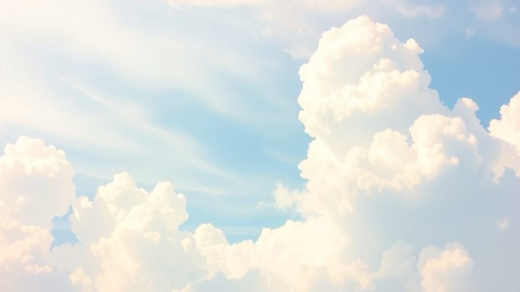 Calm Impressionist Sky with Soft Blue Clouds in Dreamy Light