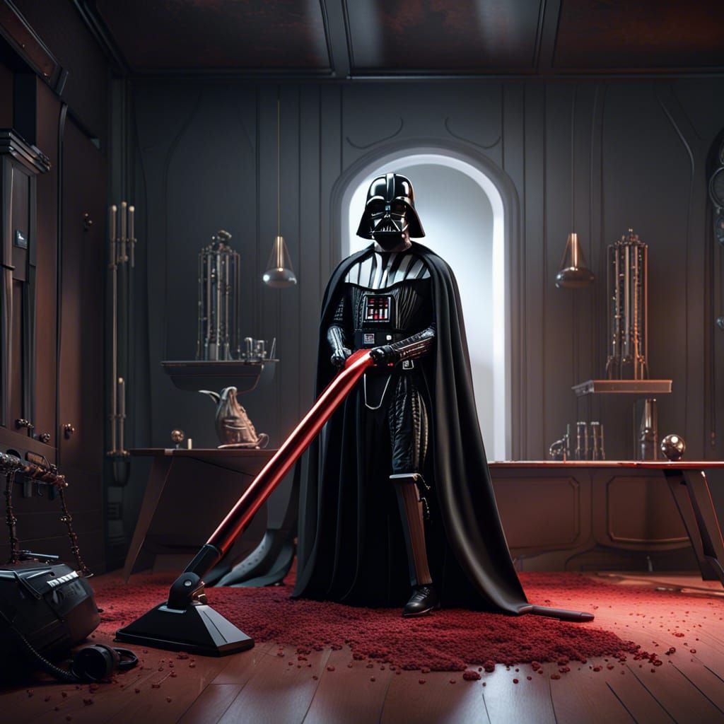 Darth Vader Vacuuming: Detailed Matte Painting