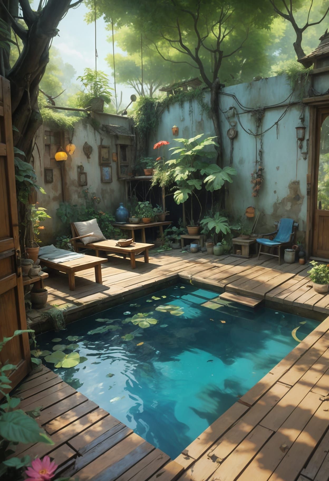 Vibrant Secret Garden Masterpiece in Cinematic Isometric Sty...