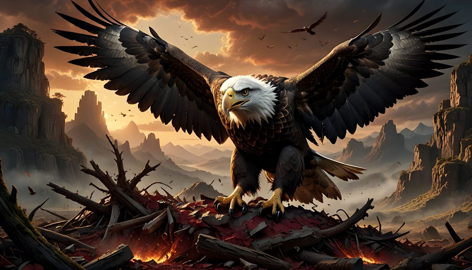 Majestic Eagle Falls from Sky: Epic Cinematic Digital Art