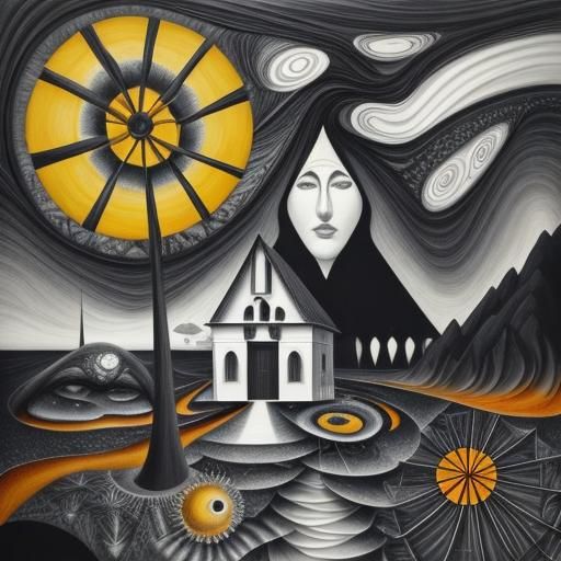 Abstract Black and White Surrealism Landscape