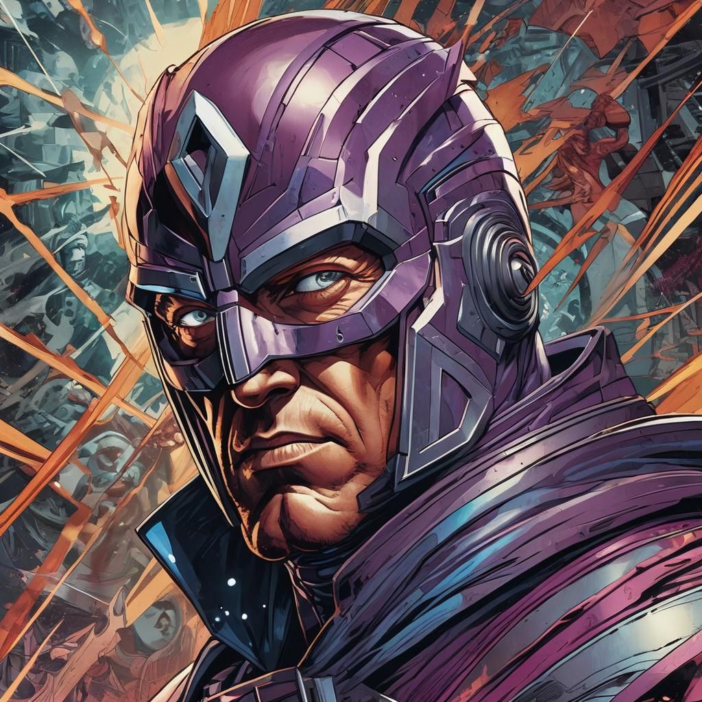 Magneto X-Men Retro Comic Book Illustration