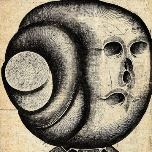 Anatomical Colon Diagram with Ears, 17th Century Style