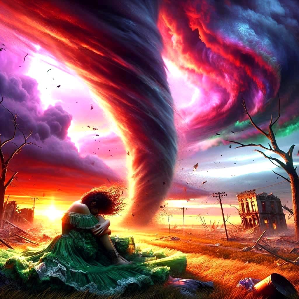 Apocalyptic Tornado Devastation at Sunset