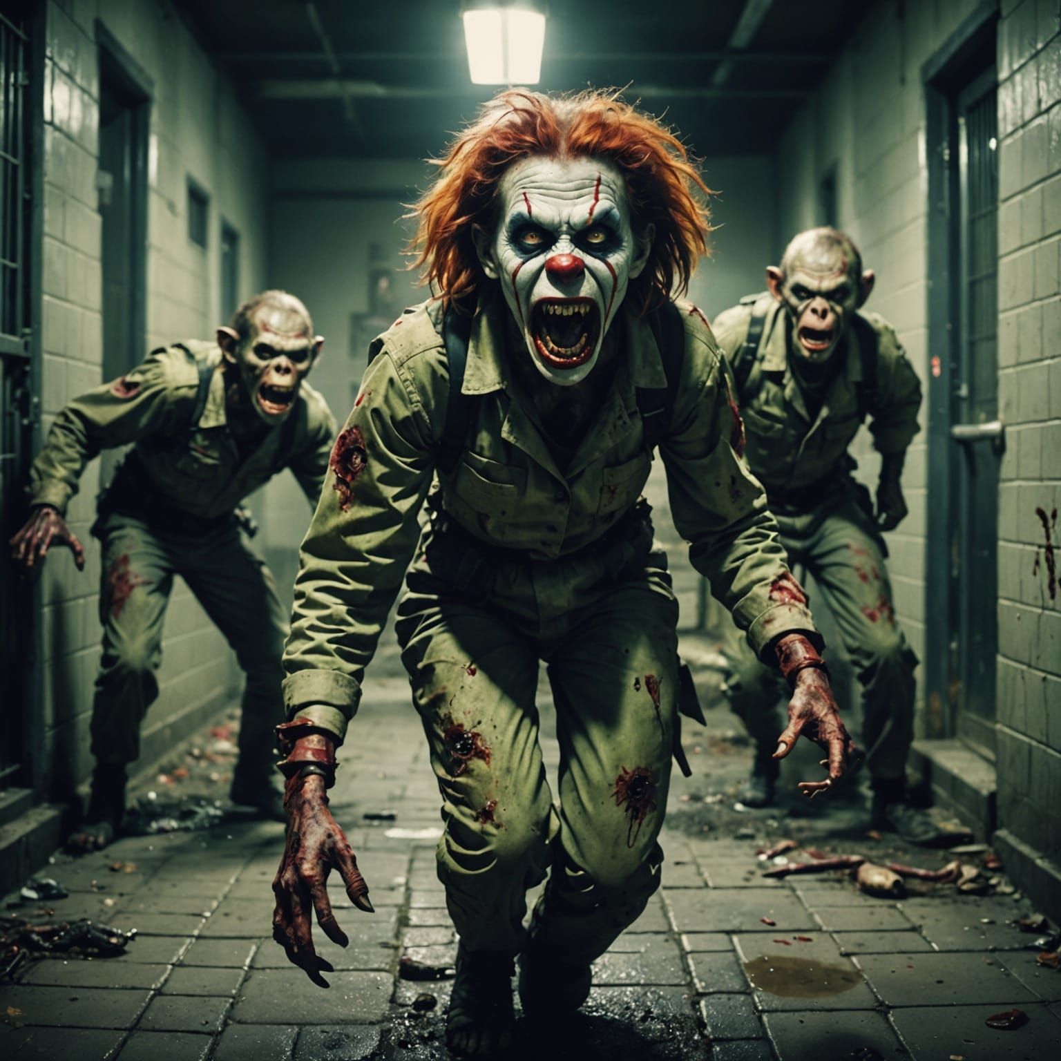 Zombie Clown Woman Attacked by Sewer Rats