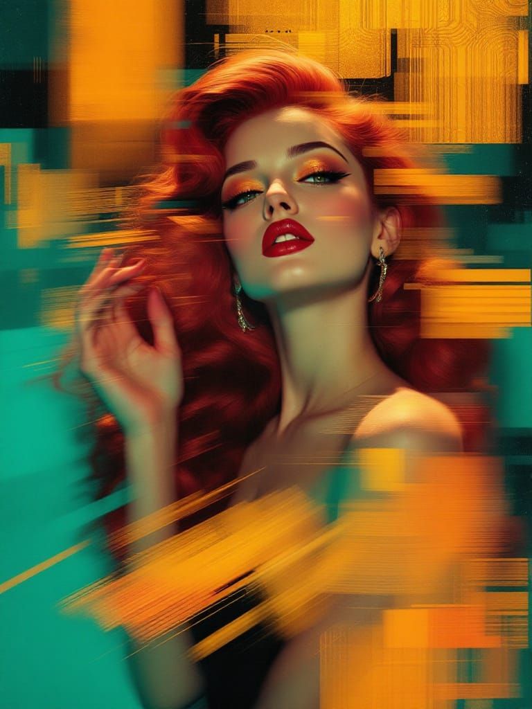 Redhead Pin-Up Portrait in Sci-Fi Elegance