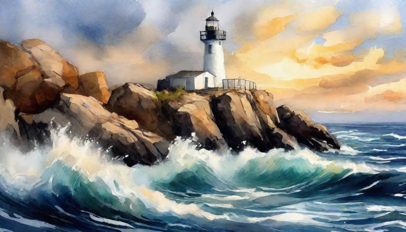 Impasto Lighthouse on Rocky Coastline