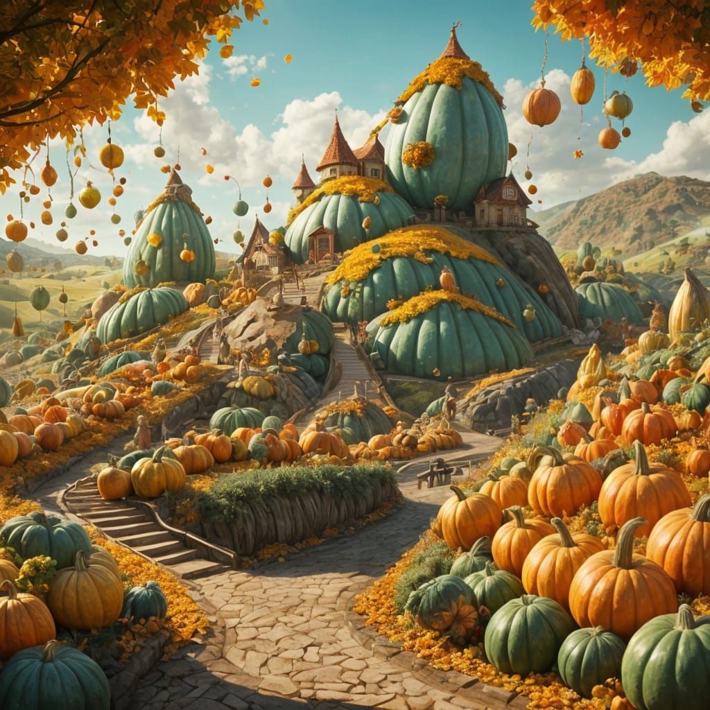 Playful Gourd Landscape for Harvest Festival
