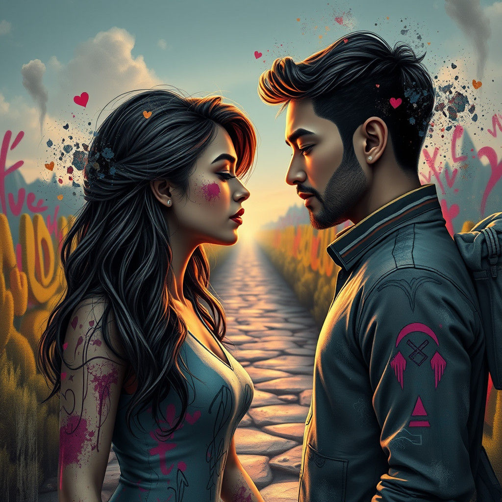 Graffiti Couple Portrait in Street Art Style