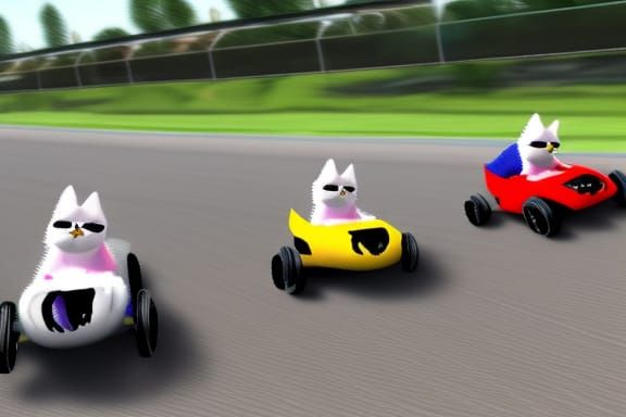 Fluffy Cats Racing Karts: A Whimsical Scene