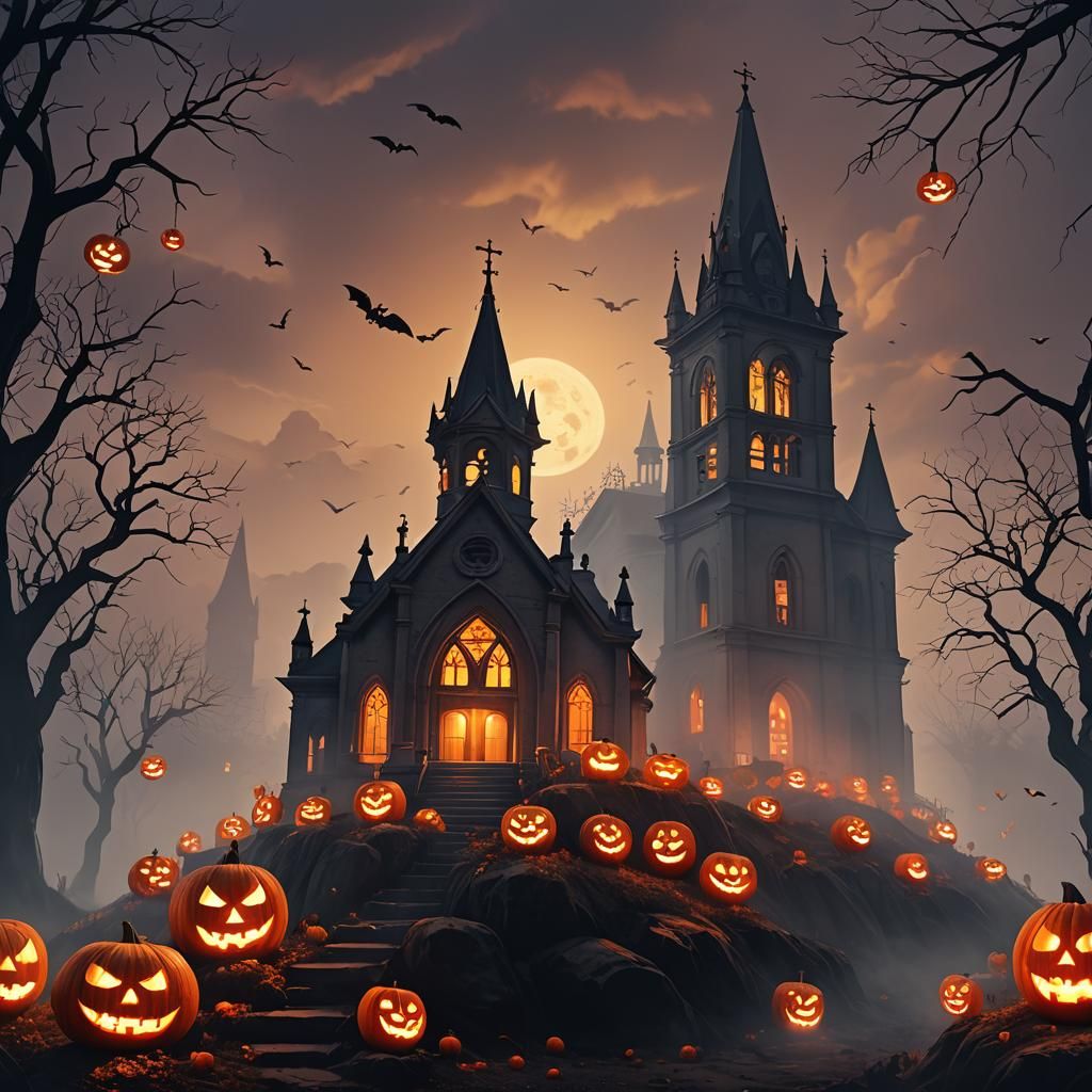 Day of the Dead Undead Carving Lanterns in Haunted Church