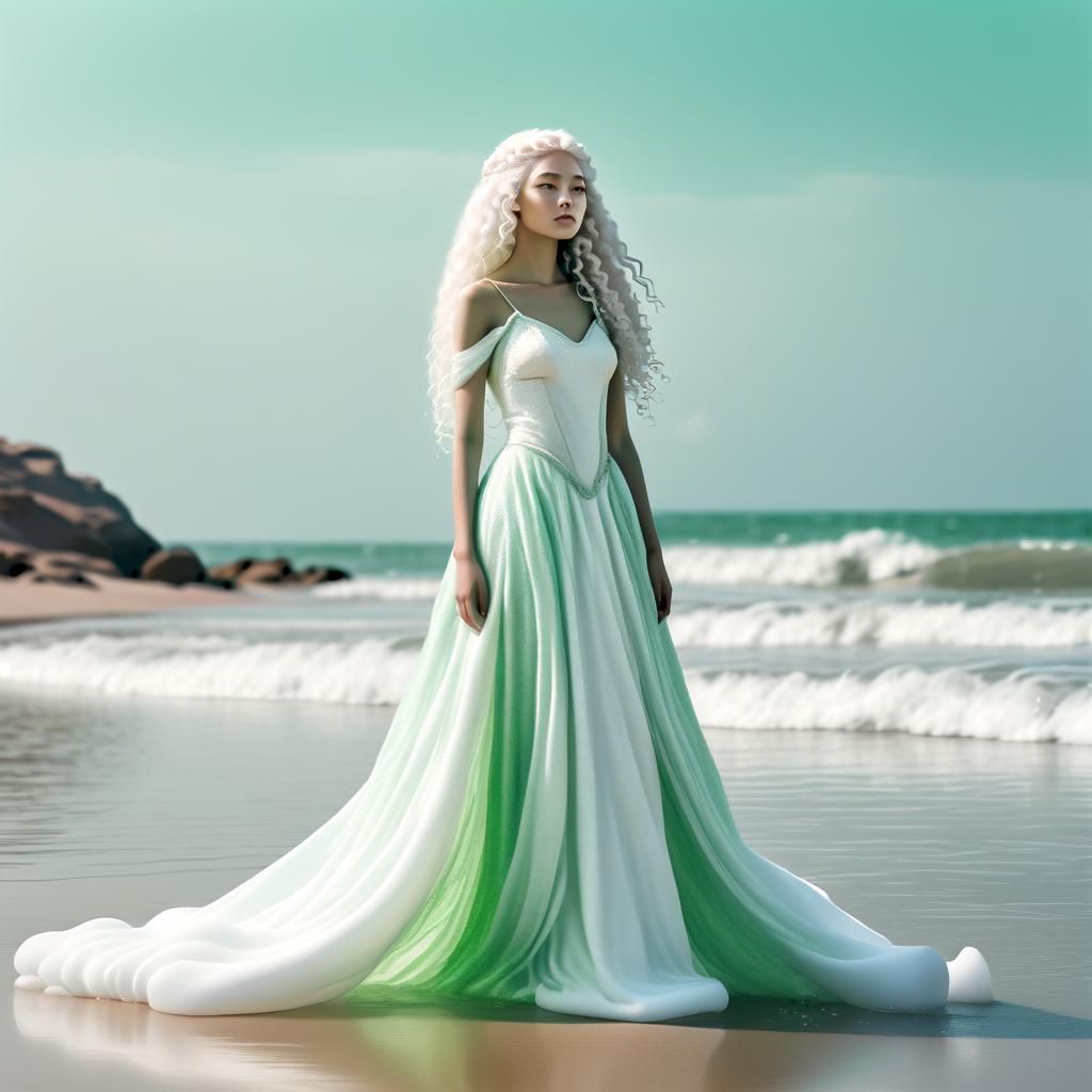 Princess Whitefoam with Ice Green Skin on Beach