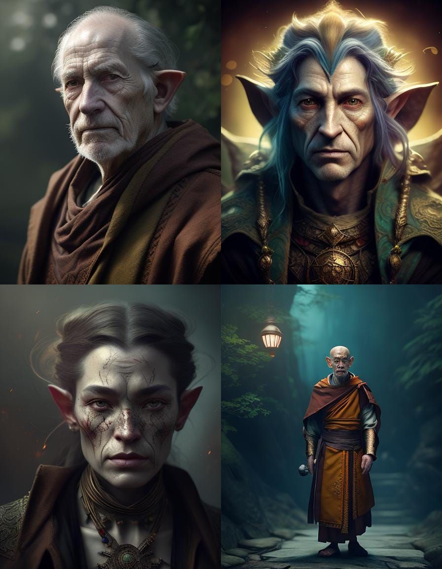 Detailed Portrait of Half-Elf Monk in Digital Art Style