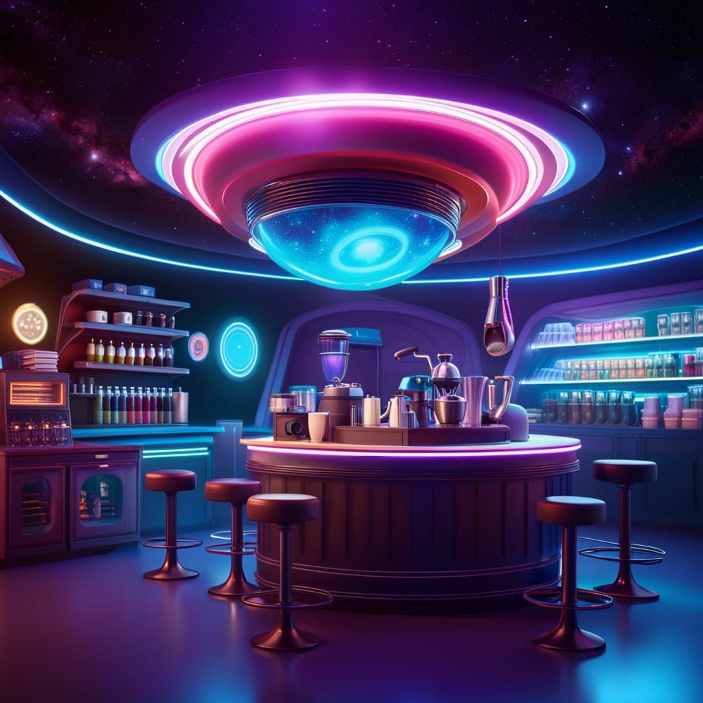 Alien Coffee Shop in Space