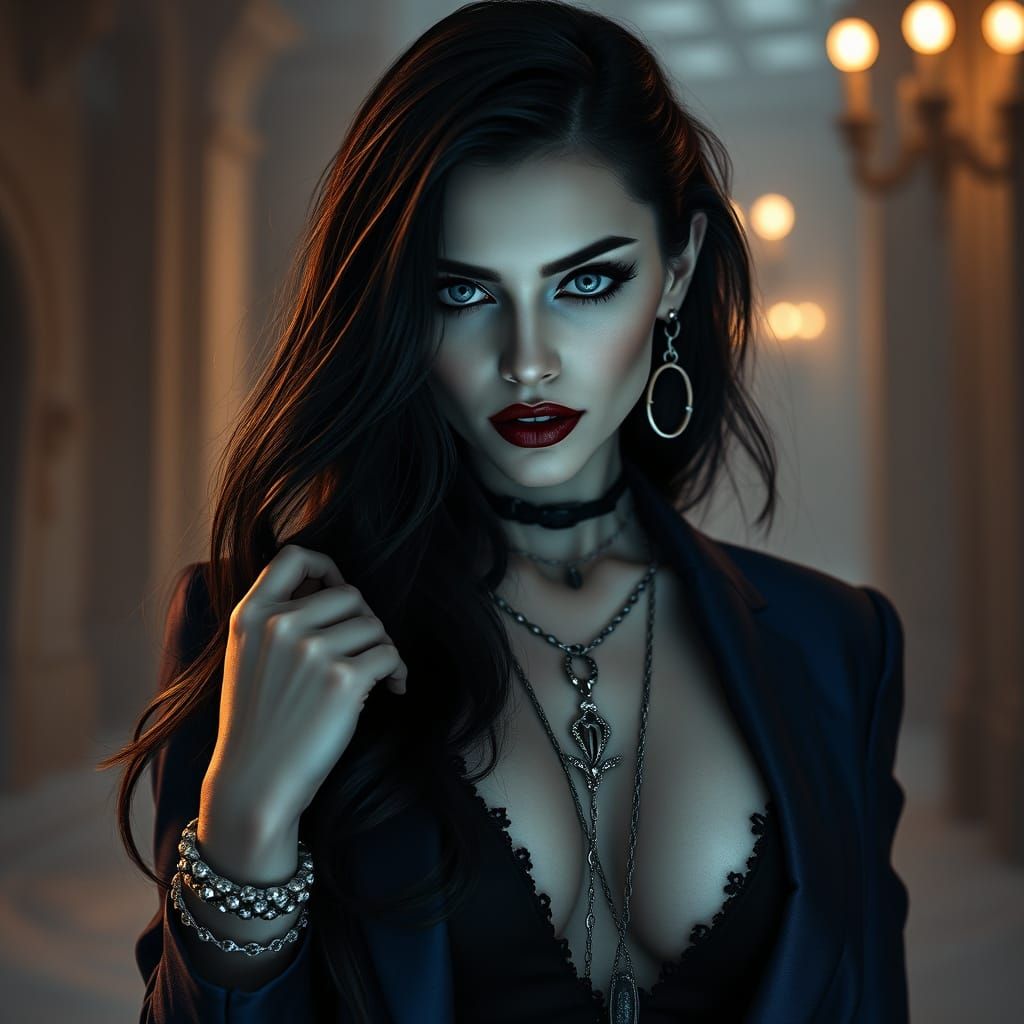 Gothic Vampire Supermodel in Sin City Noir Style
