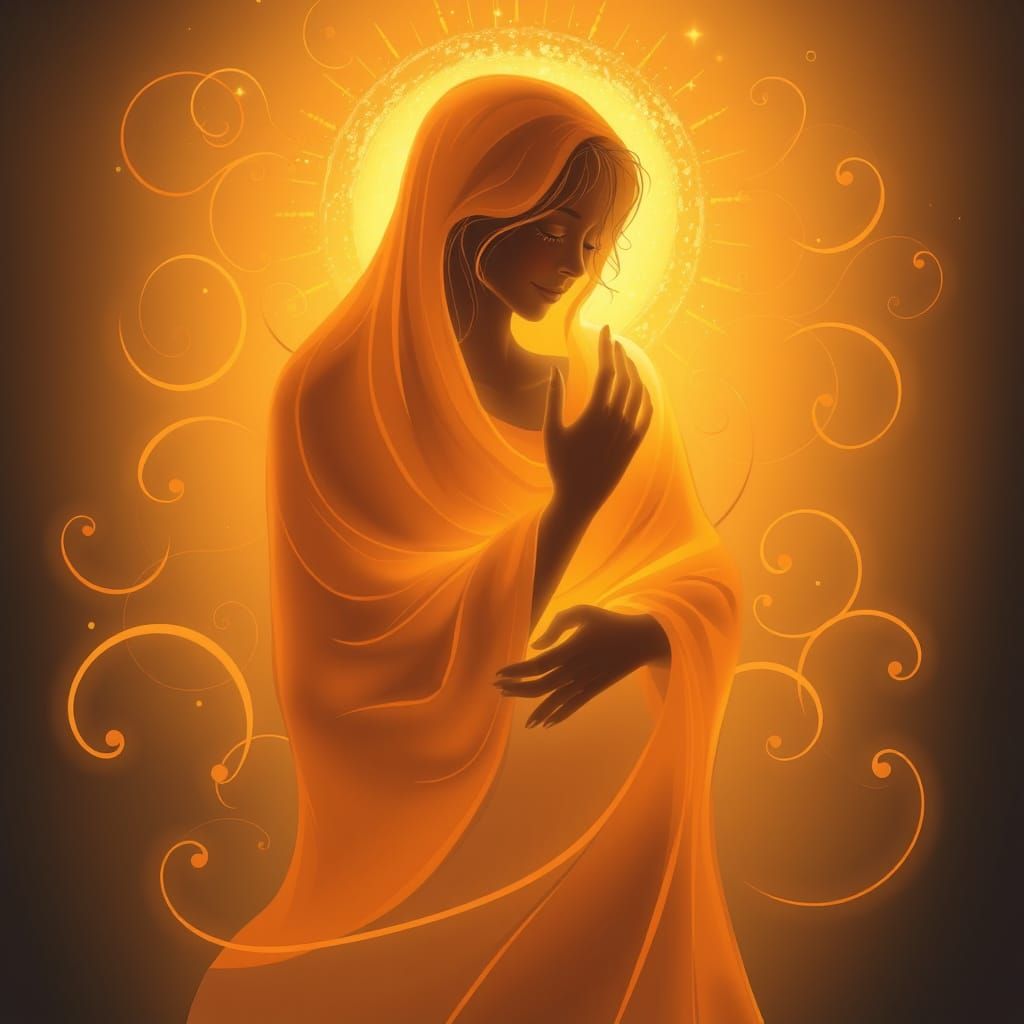 Figure Bathed in Golden Light of Togetherness