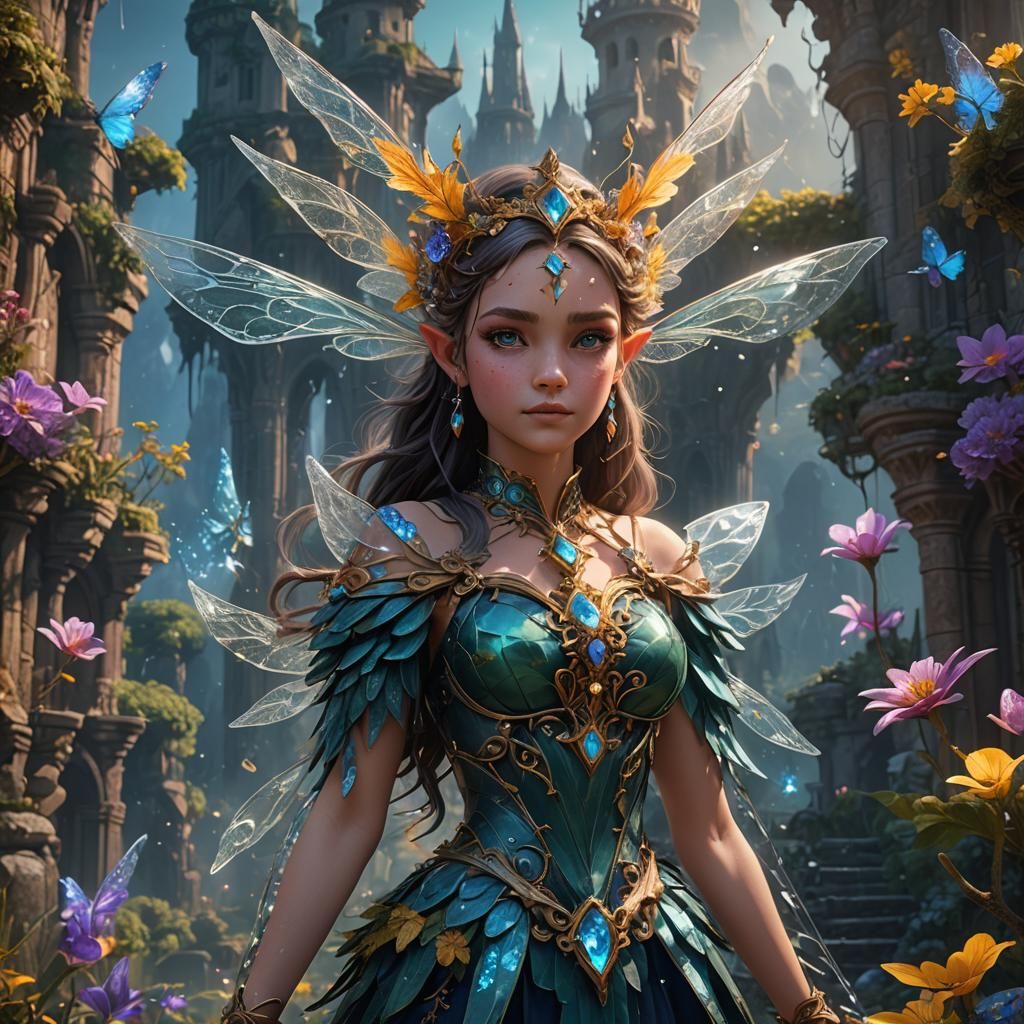 Detailed Crystal Fairy Fantasy Concept Art
