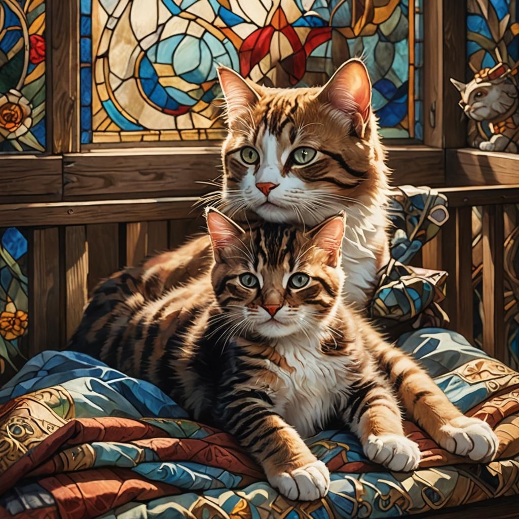 Cat Beside Baby in Crib: Fantastical Concept Art