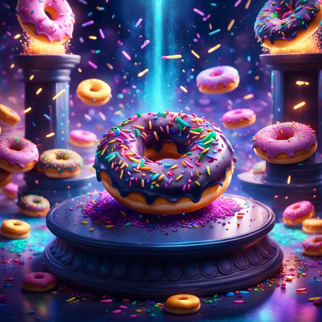 Glowing Sugar Fantasy Donut in Ethereal Setting