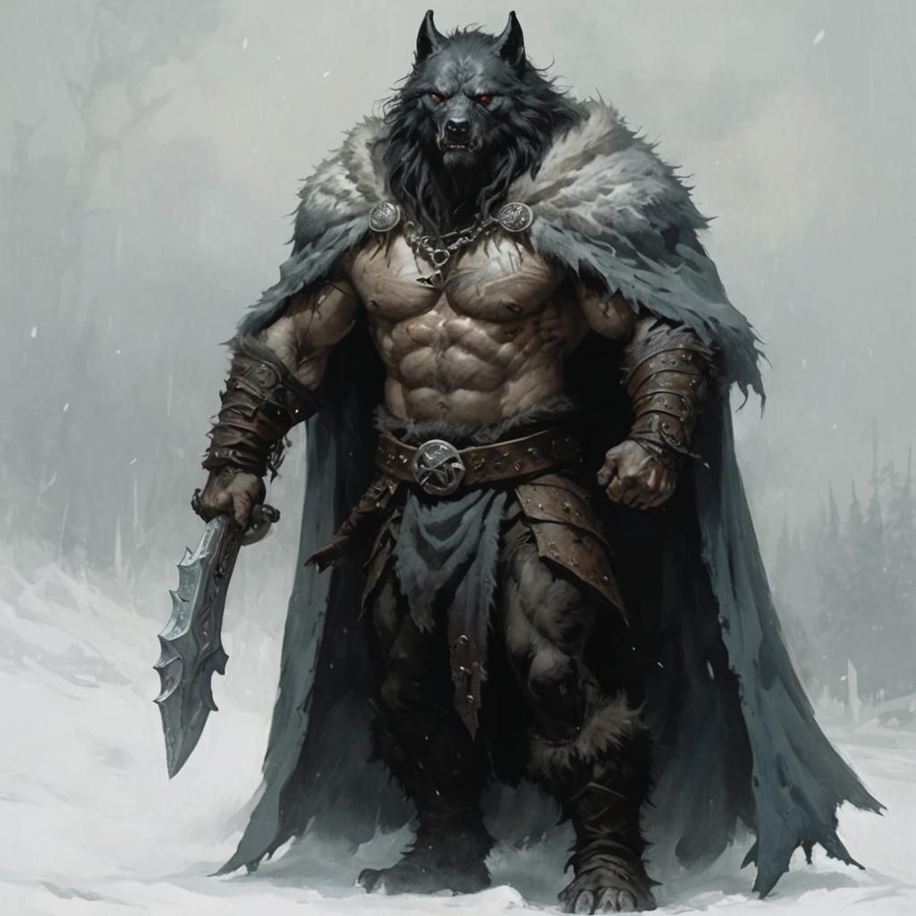 Viking Berserker Shape-shifter in Grimdark Style