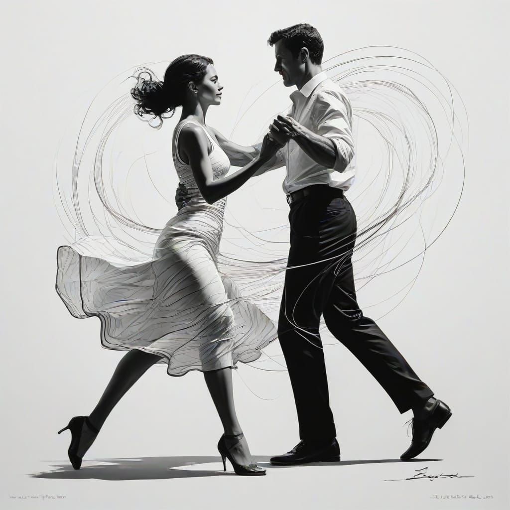 Dancing Couple in Elegant Line Art
