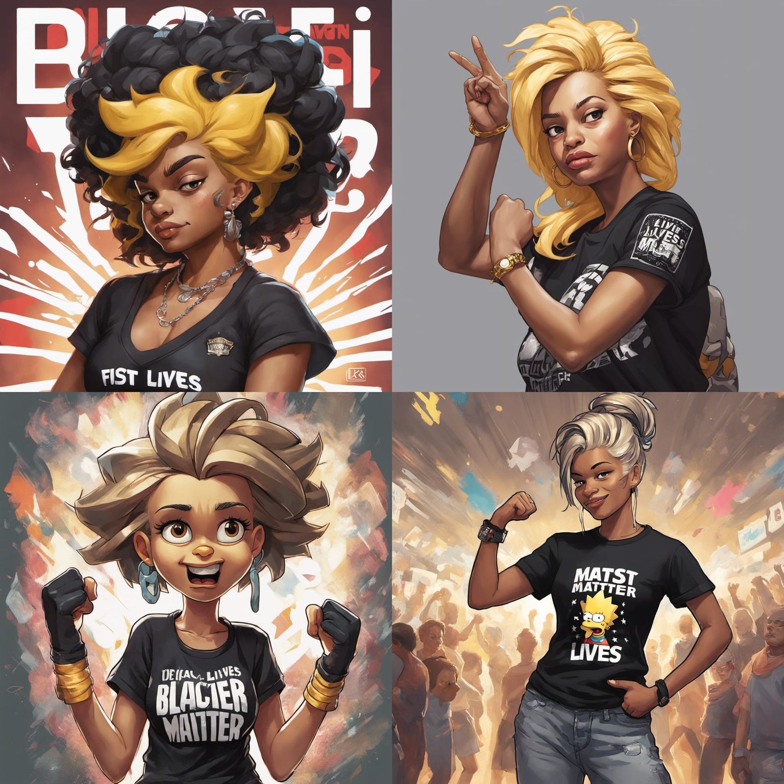 Lisa Simpson BLM Portrait in Artgerm Style