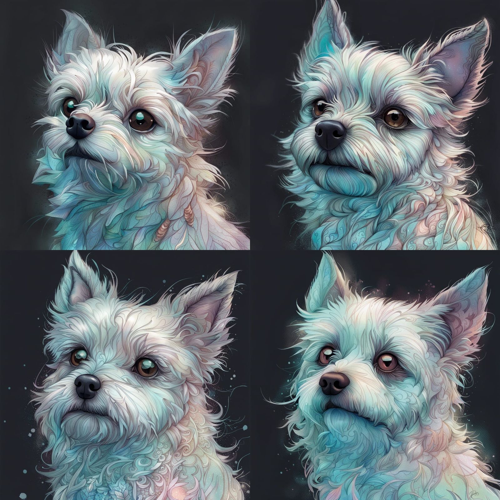 Fluffy Dog Portrait with Intricate Details