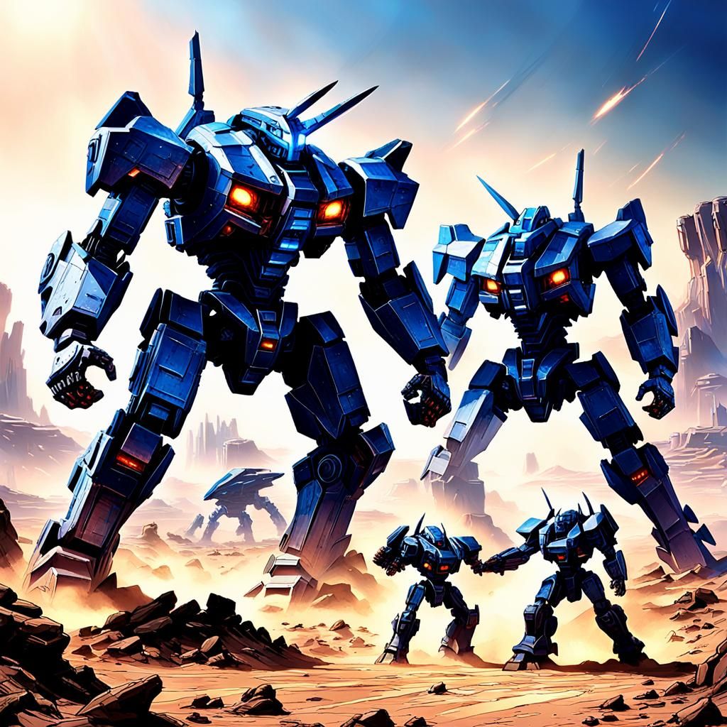 Mecha Duel on Alien Planet in 3D Digital Art