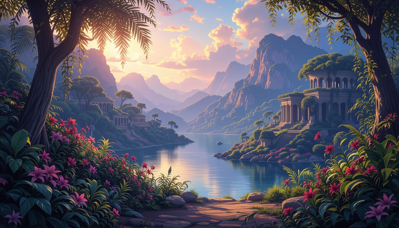 Garden of Eden Concept Art in Turner Style