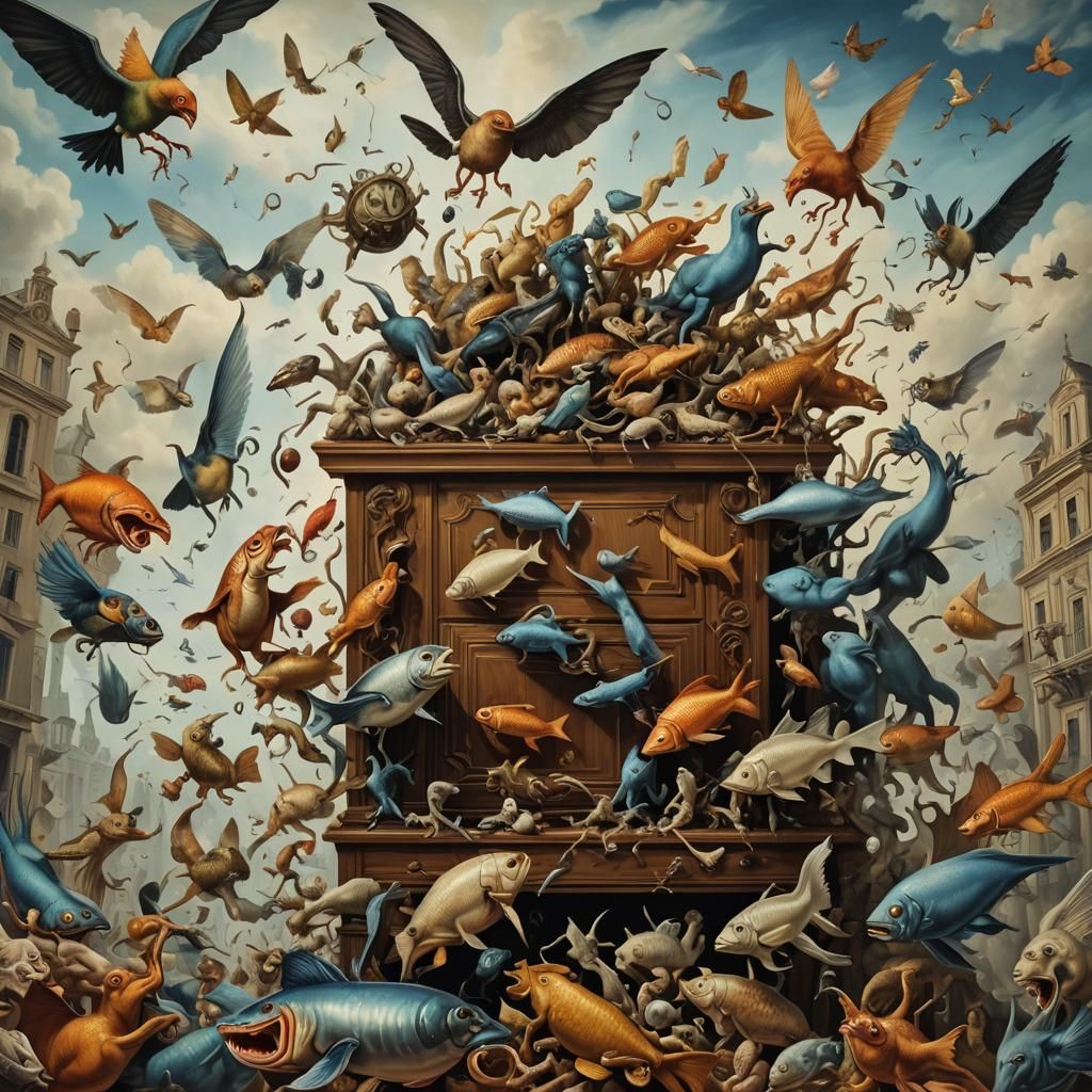 Surreal Chimera Chest Inspired by Dali and Magritte