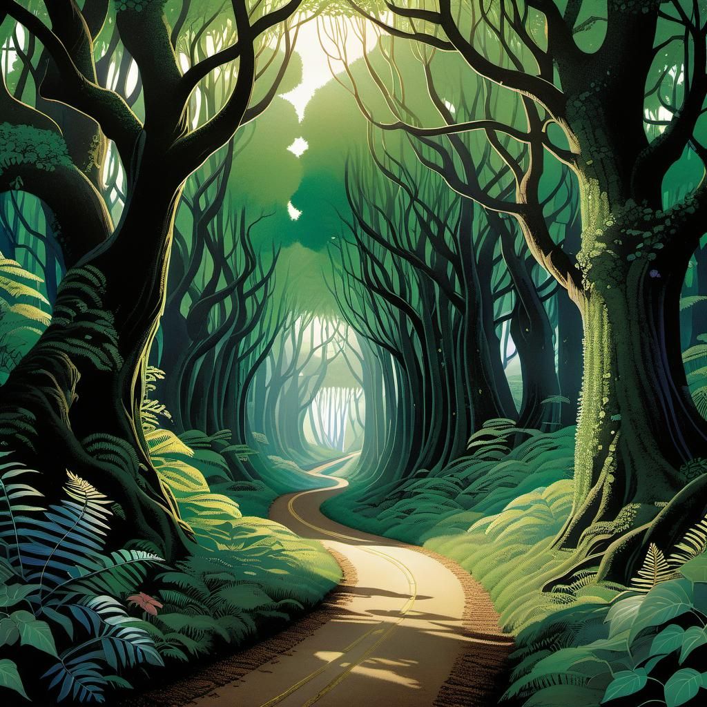 Enchanted Forest Trail: A Storybook Illustration