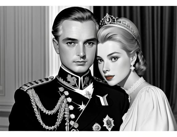 Prince Rainier and Grace Kelly: Minimalist Line Art