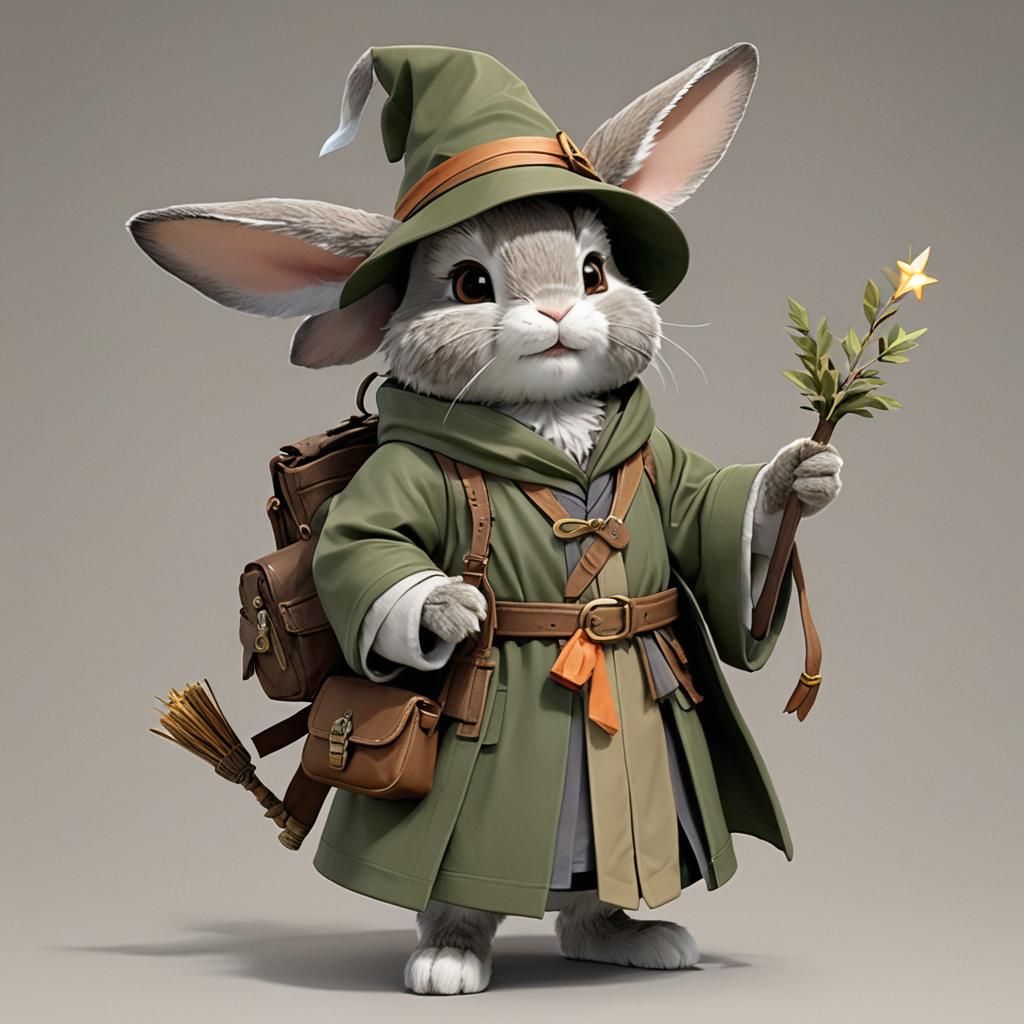 Young Bunny Wizard in 3D Anime Style