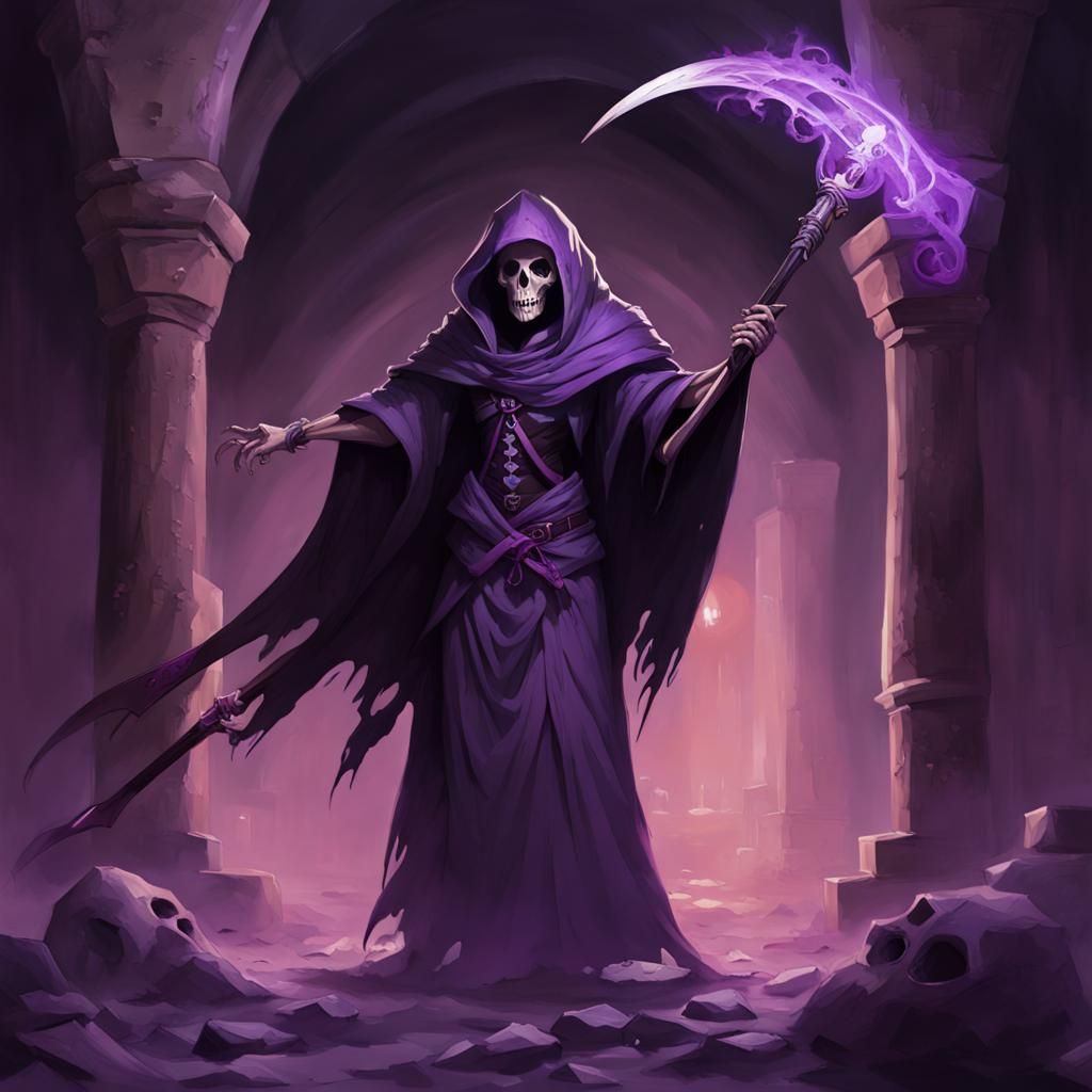 Necromancer Reaper Casting Magic in Catacomb