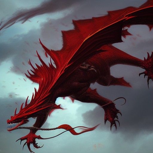 Red Lightning Dragon in Flight