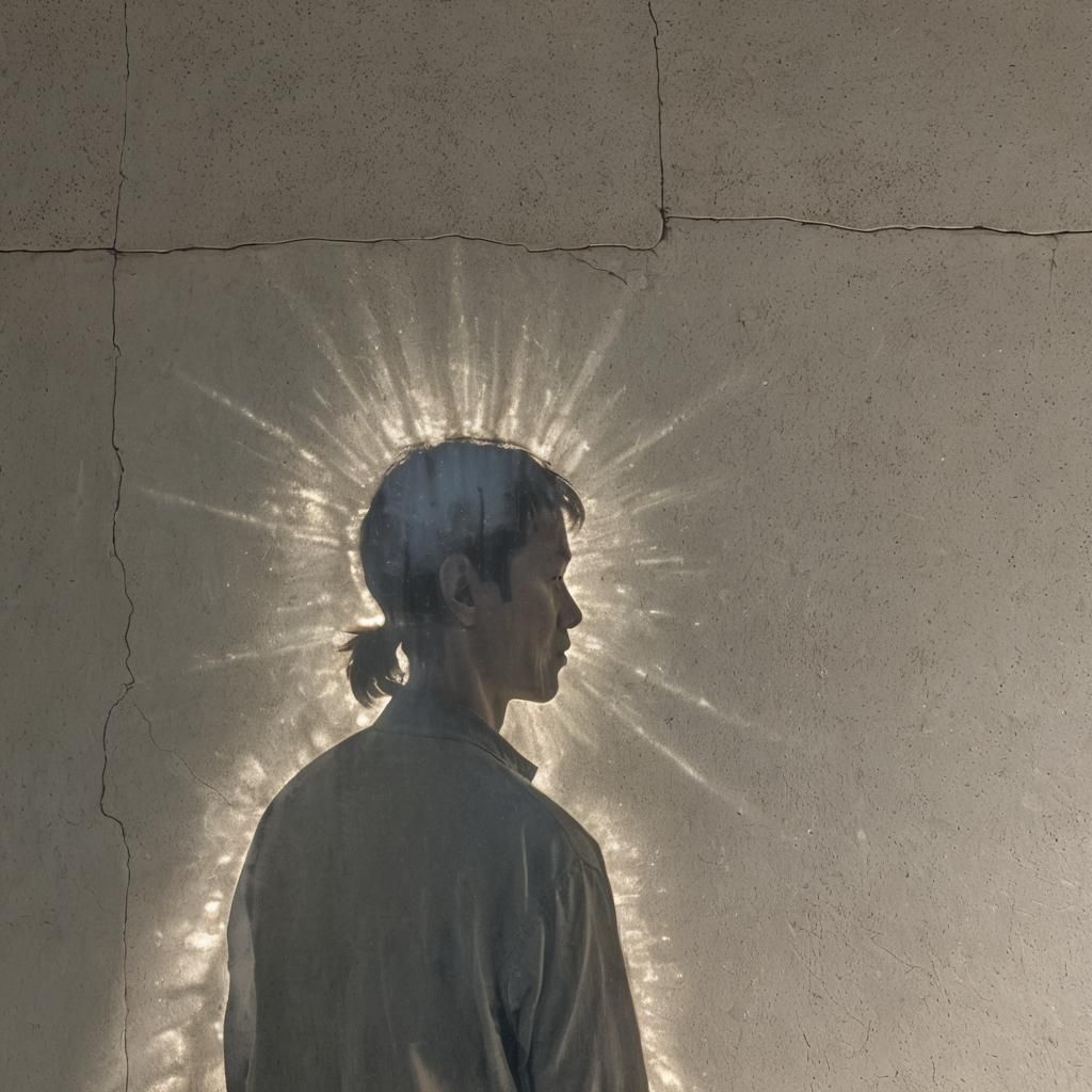 Ethereal Light Projection of a Person on Wall