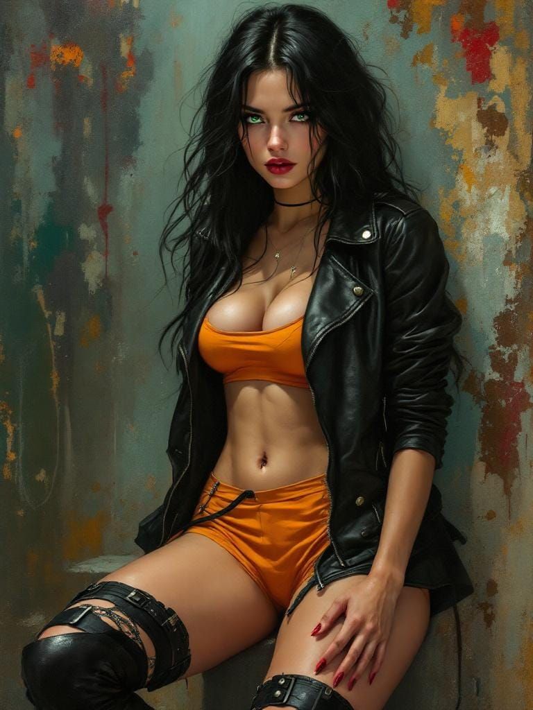 Streetwise Woman: Art Nouveau-Tonalism Fusion Portrait