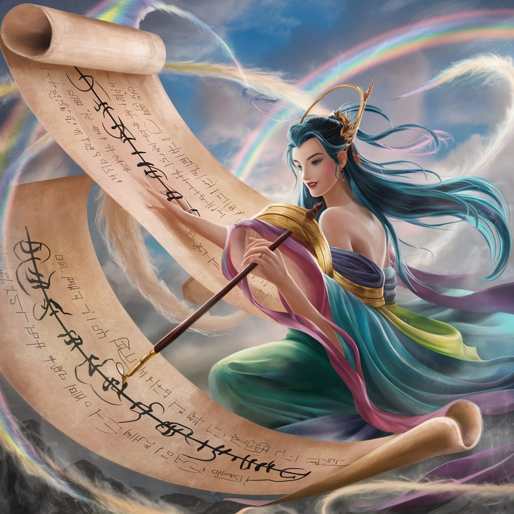 Rainbow Writes Calligraphy of Fate with Mystic Symbols