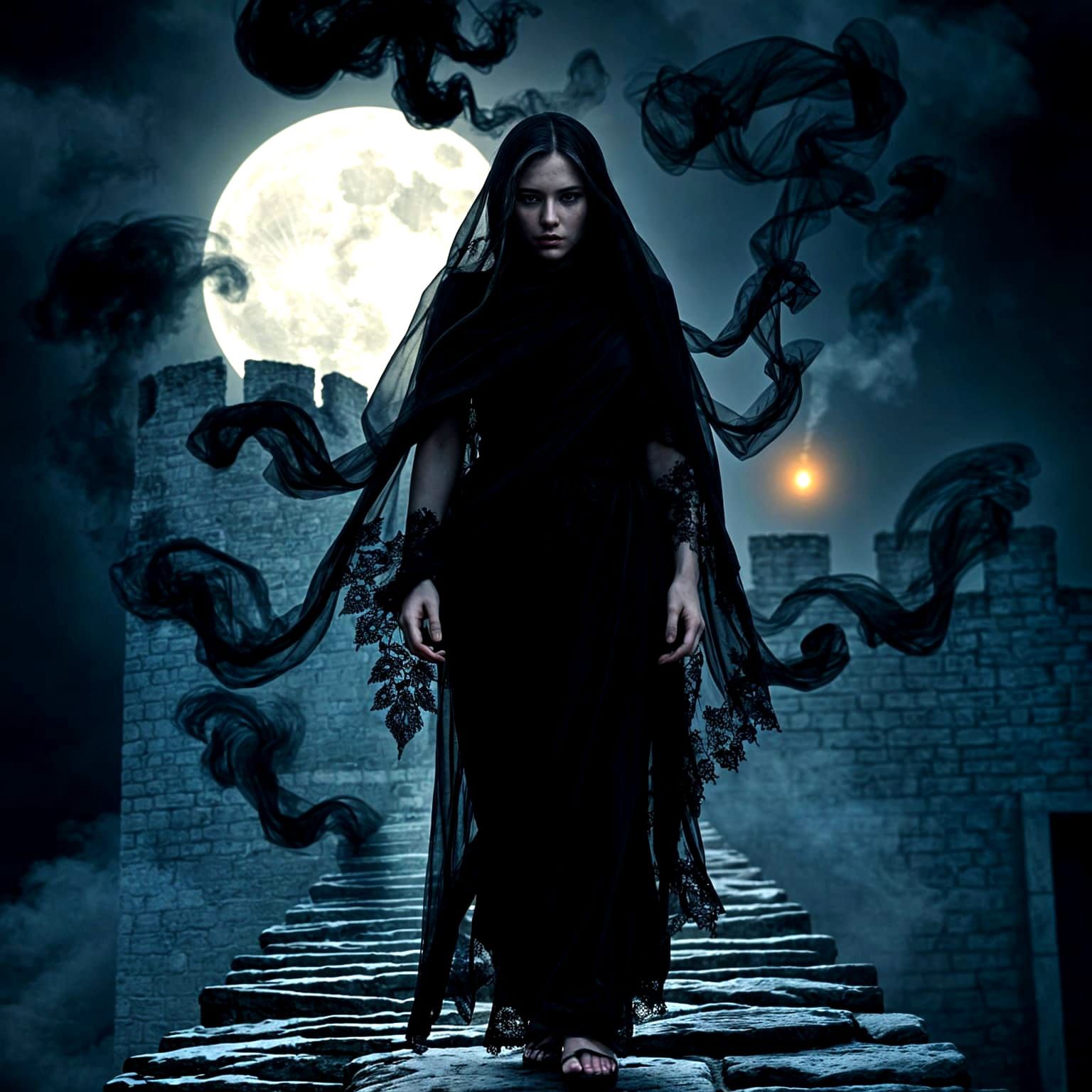 Spectre in Lace: A Dramatic Castle Apparition