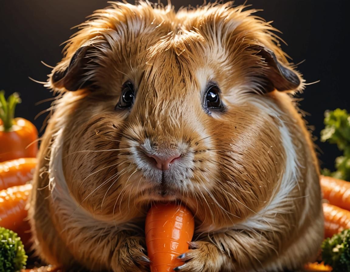 Hyperrealistic Portrait of a Blonde Guinea Pig