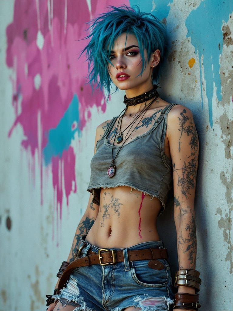 Defiant Woman in Post-Apocalyptic Style