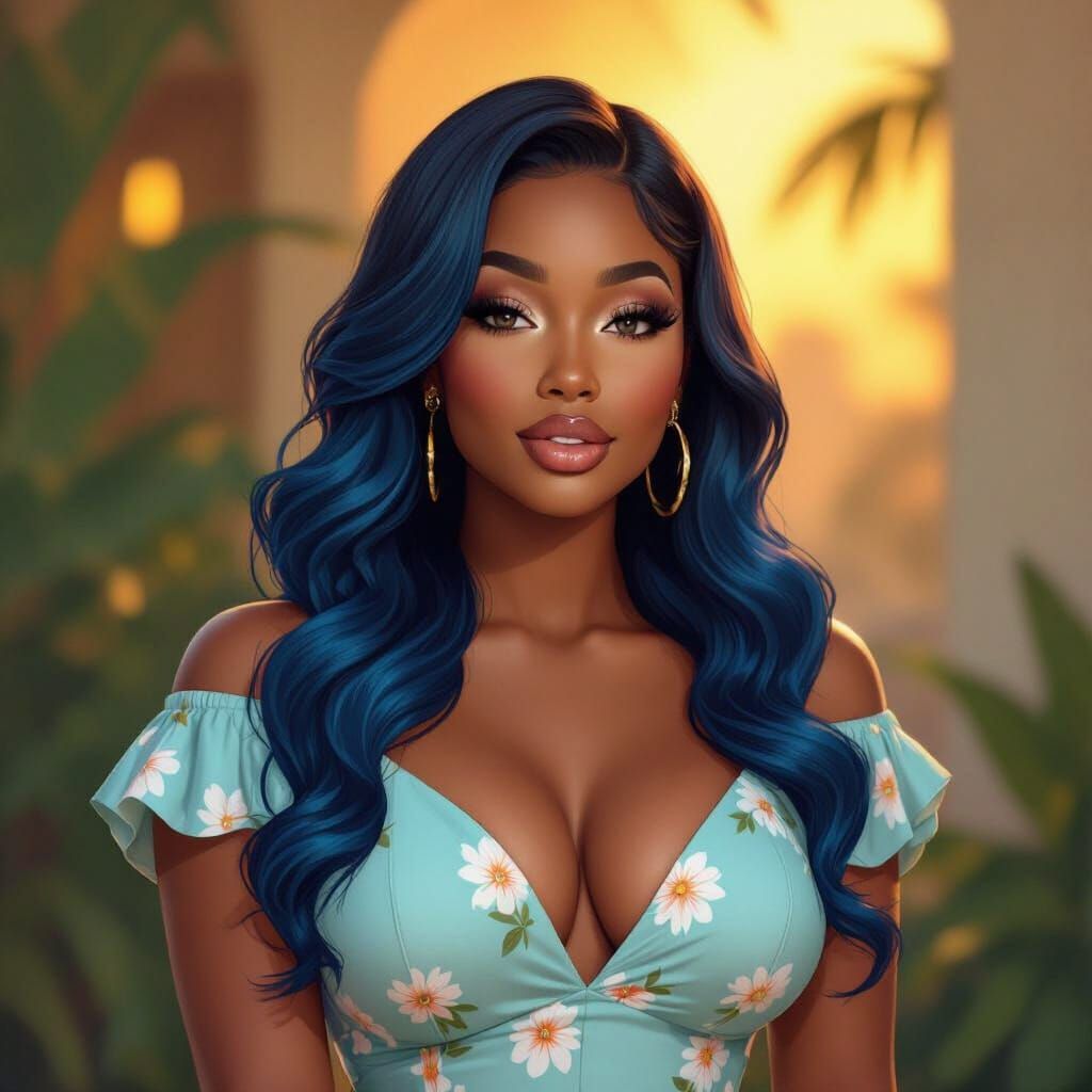 African-American Woman in 1950s Style, Digital Painting