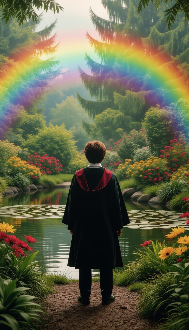 Harry Potter in Rainbow Garden, Cinematic Film Still