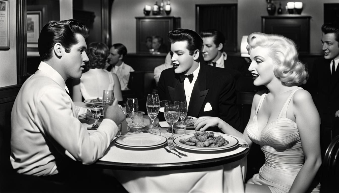 Marilyn and Elvis at Brown Derby: 1950s Photo