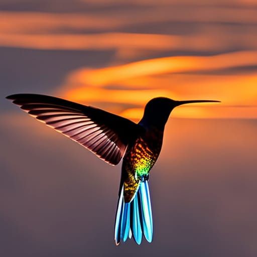 Stained Glass Hummingbird in Hyperdetailed Digital Art