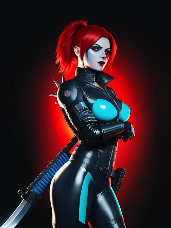 Cyberpunk Goddess in Dark Sci-Fi Latex Armor